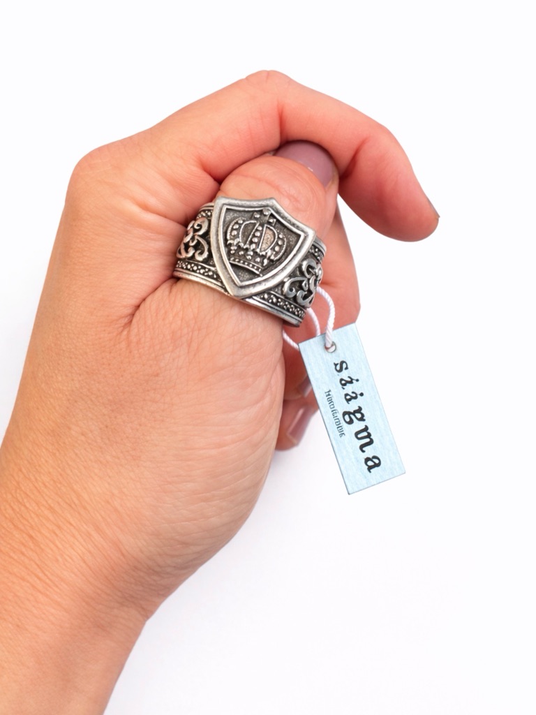 Nwt Stigma Crown Shield Ring Size 11 Silver Tone Statement Gothic Medieval Ring 49$